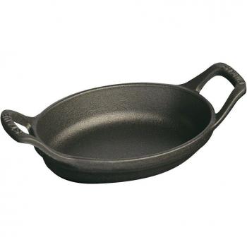 Staub - Fuente Ovalada para Horno de Hierro Fundido, Color Gris Grafito, Negro y Cereza, Apilable y Apta para Inducción