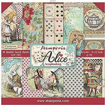 Papel Scrapbooking Stamperia 'Alice' Doble Cara 10 Hojas 30.5x30.5 cm