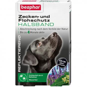 beaphar Collar reflectante de protección contra garrapatas y pulgas para perros - Contorno del cuello aprox. 65 cm