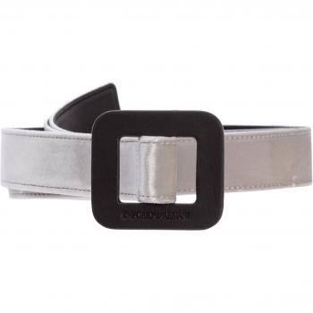 Emporio Armani Adjustable Plain Logo Belt Gray Female Size: 80 CM