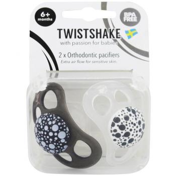 Pack 2 chupetes twistshake blanco-negro +6m