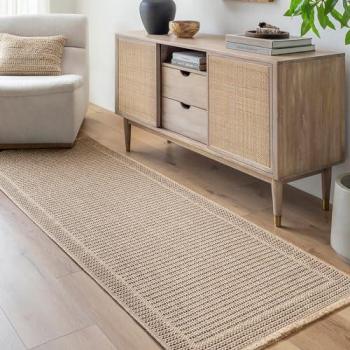 Surya Akron Rectangular Rug, 8 mm Height, Indoor/Outdoor Jute Effect Beige/Black 80x220 cm