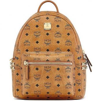 MCM Stark Small Brown Visetos Backpack with Side Studs
