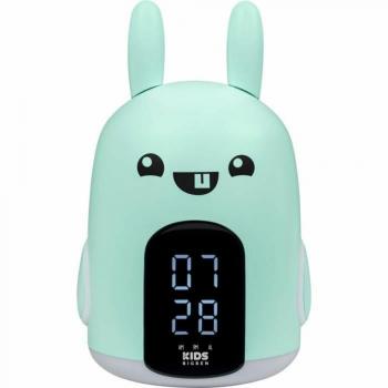 Reloj Despertador Bigben Turquesa Conejo para Niños - Reloj despertador con diseño de conejo, color turquesa, función de alarma, pantalla digital, luz nocturna y fácil de usar para niños