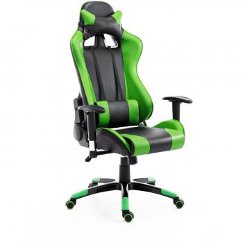 Silla de Oficina Bucket Reclinable Elevable Giratoria Ejecutiva Deportiva Acolchada Cuero PU con Reposacabezas