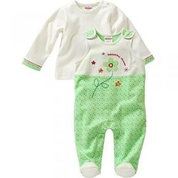 Schnizler Set Playsuit Footies Neck Long Sleeve, Flower-Mono Bebé-Niños    Verde verde Prematuro