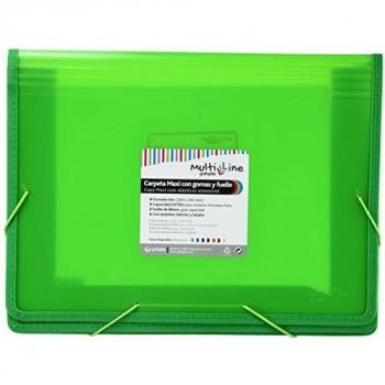 Grafoplás 4802020. Carpeta Maxi con Gomas y Fuelle, Verde, A4+, Multiline