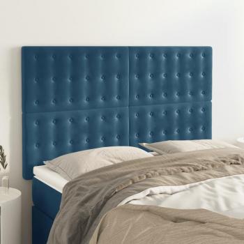 Cabeceros de terciopelo azul oscuro 4 unidades 72x5x78/88 cm