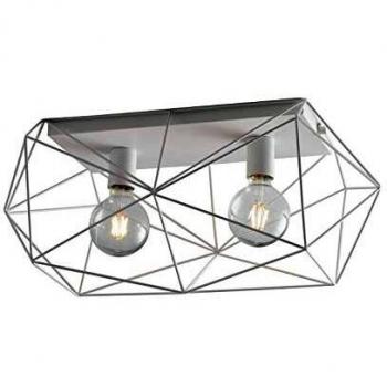 Plafoniera Abraxas Blanca E27 2x120W Diseño Geométrico 30x60cm