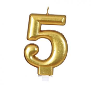 Vela Metalizada Dorada Nº 5, de 8 cm