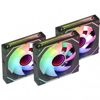 Mars Gaming MF-LINKFINITYKIT Kit de 3 Ventiladores Modulares PWM 120mm, Sistema de Conexión LINKFINITY, Iluminación ARGB Infinity Mirror 360º, Controladora ARGB Incluida, Ultra