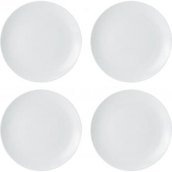 Juego de 4 Platos de Postre de Porcelana Chalk, 21cm, Blancos - Apto para Microondas y Lavavajillas