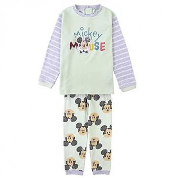 Pijama Largo Interlock Infantil Mickey Mouse Rosa