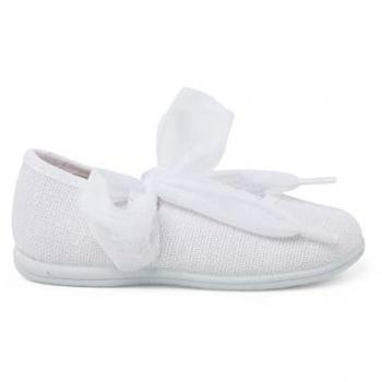 Merceditas de bebé niña con lazada de tul plumeti - Pisamonas, Talla 24, Color Blanco
