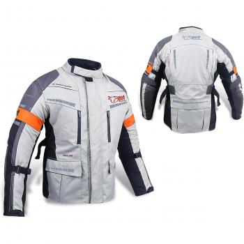 Para hombre plata/gris textil para moto chaqueta de Moto impermeable ce blindado, mujer hombre, X Large