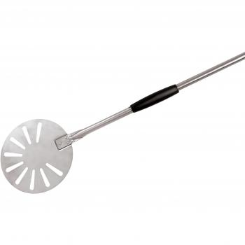 Paderno World Cuisine Pelador de pizza de acero inoxidable ranurado de 22,8 cm de diámetro, mango largo de 132,8 cm