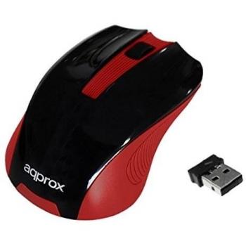Ratón Óptico Inalámbrico Approx APPWMER Rojo con Aceleración 10G, Alcance de 6-10M y Nano Receptor USB - 2.4GHz, 1200DPI