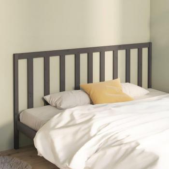 Cabecero de cama gris 186x4x100 cm madera maciza de pino