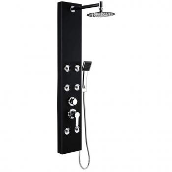 Auralum - Panel de Ducha Moderna Acero Inoxidable Columna de Hidromasaje para Baño, Color Negra, 1200 *200 *500mm