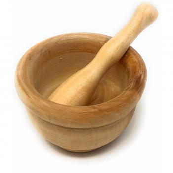 Mortero Madera Diámetro 13 Cm con Mortero, 16 Cm Cocina
