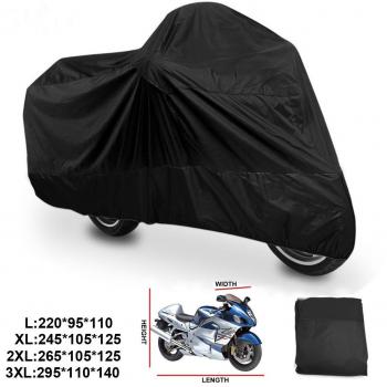 ANFTOP Funda para Moto Impermeable Protector de 180T Polyester 3XL Cubierta de Moto Motocicleta Scooter Negro Talla XXXL