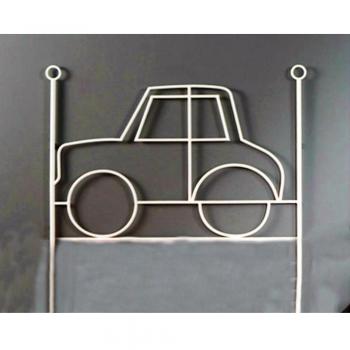Dfierro Coche Cabecero de forja, 90 cm, Color Blanco, Metal, Cama 80/95