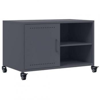 Mueble TV Multimedia Antracita 68x39x43.5 cm, Estante Buffet para Comedor y Salón en Acero