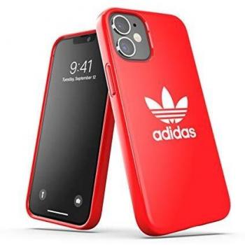 Funda Original Adidas para iPhone 12 Mini 5.4 - Carcasa a Prueba de Caídas, Bordes Elevados, Color Rojo y Blanco