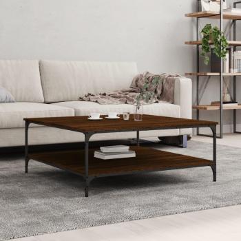 Mesa de centro de madera multicapa marrón roble 100x100x40 cm