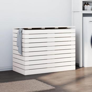 Cesto para la ropa sucia de madera maciza de pino blanco 88,5x44x66cm vidaXL