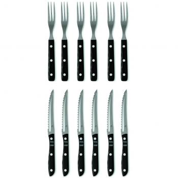 Gense 704792 Bent Severin Old Farmer Black - Juego de 12 piezas de iniciación en caja, acero inoxidable, color plateado