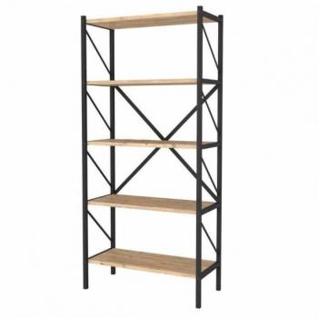 Estantería Librería Rus 5 Estantes Roble Safir y Negro 160X66X34 CM