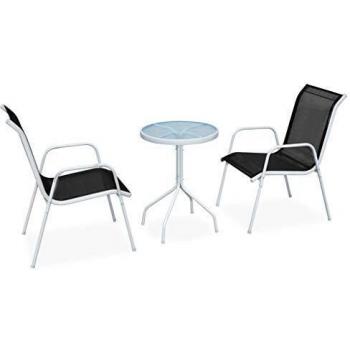 vidaXL Set de mesa y sillas de jardín de textilene 50x71 cm negro