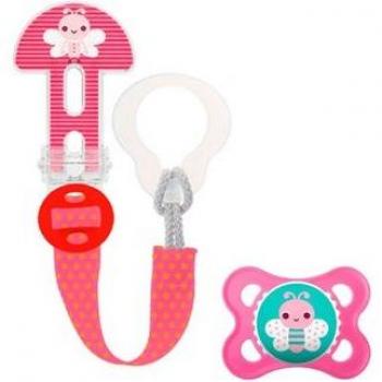 MAM Broche Chupete Clip It! & Chupete Original +0 meses Silicona Rosa 1ud