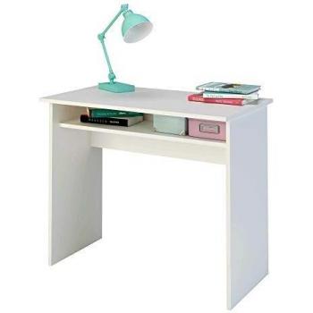 Samblo Sora - Escritorio de Melamina de 90 cm de Ancho con Balda Fija, Madera, color Blanco