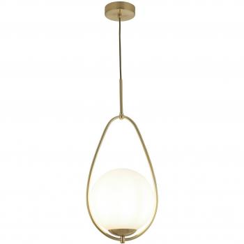 Lámpara colgante Avalon de acero en color oro con pantalla de vidrio, 1 bombilla, altura de 51 cm