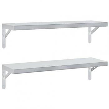 Estantes de pared 2 uds acero inoxidable plateado 75x23,5 cm