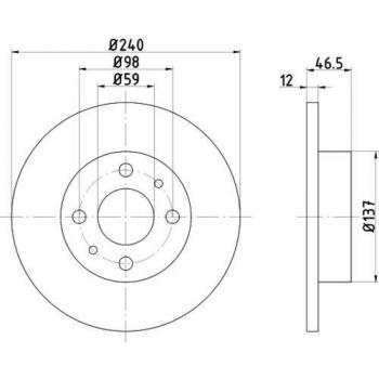 Disco de freno HELLA 8DD 355 101-131 para FIAT Panda I, Uno y Fiorino I Van