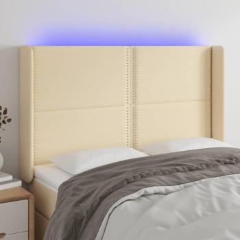 Cabecero LED de Tela Color Crema 147x16x111/128 cm