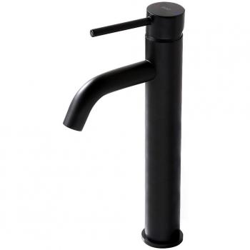 Grifo de baño Rea Lungo Black High - Grifo de lavabo negro alto, acabado negro mate, diseño moderno, material resistente a la corrosión, fácil instalación y manejo con una sola palanca