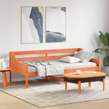 Sofá cama de madera maciza de pino 90x200 cm cera marrón