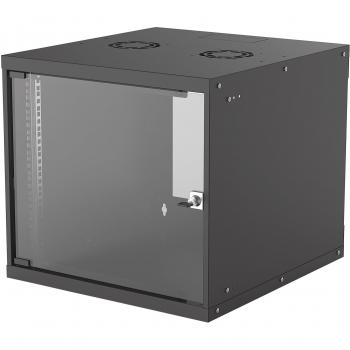 Armario Rack Pared 19 Intellinet 9U, Profundidad 540mm, Puerta de Vidrio, Color Negro, Flatpack