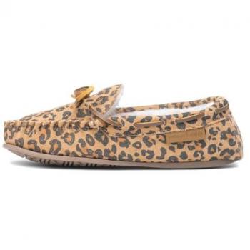 Hush Puppies Allie Suede Memory Foam Women's Slippers - Tan and Leopard, Size UK 4