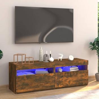 Mueble de TV con luces LED 120x35x40 cm en roble ahumado, Mueble de Salón, Mueble Televisor, Mesa de TV