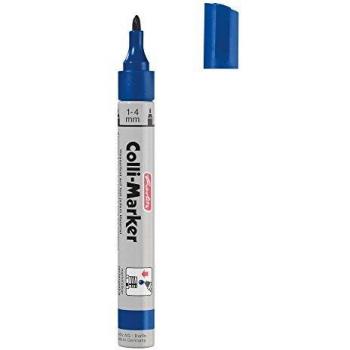 Marcador permanente color azul, cuerpo metálico, caja de 10 unidades