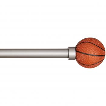 AmazonBasics - Barra de cortinas decorativa de 1,6 cm con remates de balón de baloncesto, 122 cm
