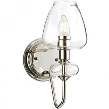 Aplique de pared Armand de níquel pulido con pantallas de vidrio transparente de 12 pulgadas