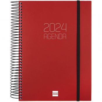 Finocam Agenda Anual 2024 Opaque E10 DP Burdeos Espiral 17x21 cm Día Página
