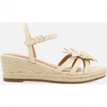 Sandalias de cuña de piel con adorno de flor