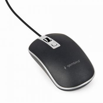 Ratón Gembird MUS-4B-06-BS 1200 DPI con Cable USB tipo A Óptico Ambidextro en Color Negro y Plateado